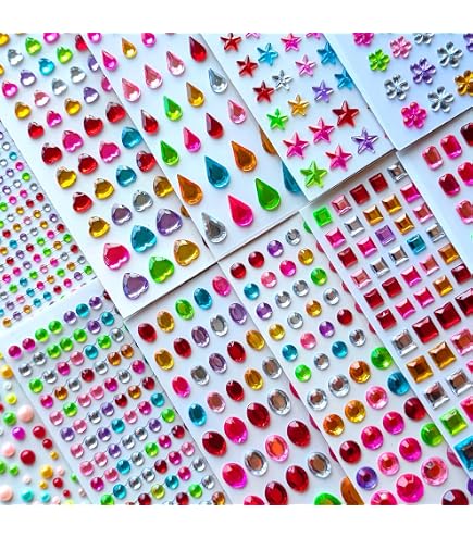 Strass Autocollant DIY 8 Autocollants Strass Auto-adhésifs – Acrylique Brillant – Tailles 3 à 6 Mm – Pour DIY, Téléphone, Album Photo Décoration Téléphone Album