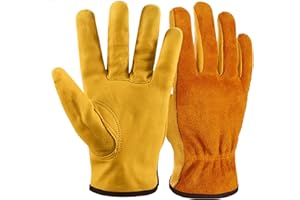 NickyPicky Arbeitshandschuhe Herren und Damen – Gartenhandschuhe Dornenfest aus Leder – schützende Handschuhe für Garten, Baustelle und Holzarbeiten – robust, atmungsaktiv, mit starkem Grip - Large