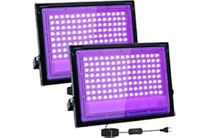 TKDAKSY 2 Pezzi 100W Faretto UV LED, 395-400nm LED Luce Nera, IP66 Impermeabile Luce Nera UV, Lampada uv Con Interruttore per Halloween, Pittura Del Corpo, Poster Fluorescente, Bar, Acquario, Festa Al Neon