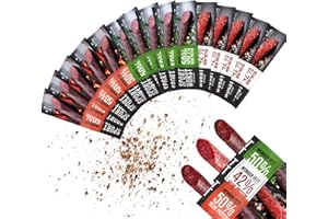 SPORTWURST Grillido 15x Low Fat Sport Wurst Mix 300g mit 42% mehr Protein - Snack Salami, Beef jerky, Wurstpaket, Würstchen, Trockenfleisch