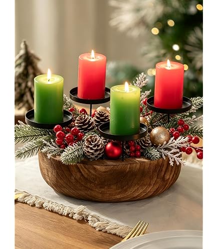 matches21 Adventskranz rustikal Holz Altholz Treibholz Wurzeln Adventsgesteck & 4 Kerzenhalter Tischdeko 1 STK Ø 30 cm Küche, Haushalt & Wohnen