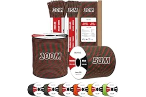 Brotree 4mm Paracord 550 7 Hebras Cuerda de Nylon 50M Tipo III Cuerda de Paracaídas para Supervivencia, Al Aire Libre, Bricolaje - 250kg Carga de Rotura (Apocalipsis)
