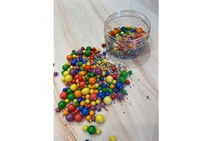 CAKE N BAKE Metallic/Shimmer Balls Edible Cupcake Cake Topper Sprinkles (90G Tub) (Rainbow)