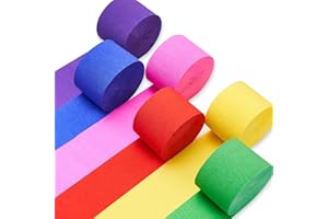 PartyWoo Crepe Paper Streamers 6 Rolls 492ft, Pack of Rainbow Color Party Streamers for Party Decorations, Birthday Decorations, Wedding Decorations, Baby Shower Decorations (1.8 Inch x 82 Ft/Roll)