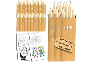 ALEJANDRO FUENTES AF® - 200 Matite Regalo Festa Bambini, 4 x 50 Matite Colorate Bambini Gadget, Mini Colori Per Bmbini Regalini Regalini Per Bambni Set Pastelli Bambin Matite Compleanno
