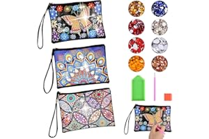 EXYVOX Pintura De Diamantes Niños, Regalo De Niñas 6 7 8 9 10 Años, Kit De Manualidades Niños De 6 Años Y Más, 3 Piezas Diamante Niños 6-10 Años Pequeña Bolsa De Cosméticos Pintura De Diamantes Niños Adultos