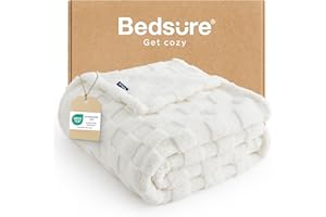 ‎BEDSURE BEDSURE Kuscheldecke Flauschig - Fleecedecke & Wolldecke, Sofadecke, Schachbrettmuster Tagesdecke, Weiche Warme Karierte Decken für Zimmer Deko, Wohn- & Kuscheldecken, Weiß, 150 x 200 cm