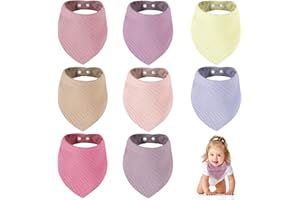 URMYWO BBavoirs Bébé Bandana,8pcs Bavoirs Bebe Triangle Bavoirs Bebe 100% Coton Pour Bebe Soft et Absorption de L'eau Avec 4 Bouton Réglable,Pour Unisexe Bébé(Bébé fille)