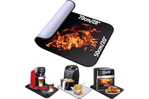 ALCKIJY 50x70cm Tappetino antincendio in fibra di vetro e silicone per il piano del tavolo|tappetino resistente al calore per friggitrice ad aria macchina da caffè microonde|antiscivolo impermeabile ignifugo