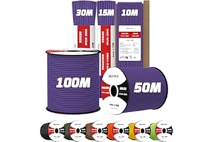 Brotree 4mm Paracord 550 7 Hebras Cuerda de Nylon 15M Tipo III Cuerda de Paracaídas para Supervivencia, Al Aire Libre, Bricolaje - 250kg Carga de Rotura (Morado)