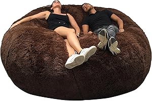bananair - Pouf Poltrona a Sacco Gigante in Pelliccia Sintetica - Ultra Morbido e Confortevole - Fodera Lavabile - Imbottitura in Schiuma, Qualità Premium - Bean Bag XXL (200 cm, Marrone)