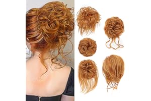 Fulang Hair 5/Pack Haarteil Mit Gummiband, Groß Dutt Haarteil, Gewellt Natürlich Kunsthaar Haargummi Damen Mit Haaren Hochsteckfrisuren Haarverlängerung, Messy Bun Haarteile (5 Stück/Packung)