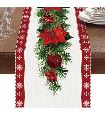 BIANCHERIAWEB Centrino Runner Natalizio In Gobelin 35x100 Cm - Babbo Natale E Albero - Made In Italy