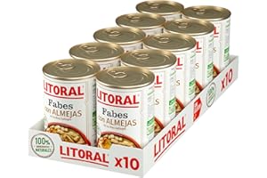 LITORAL Fabes con Almejas - Plato Preparado Sin Gluten - Pack de 10x430g - Total: 4.3kg