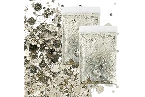 JAONLD Purpurina,100g Lentejuelas Purpurina Manualidades Purpurina Cara Festival para Pintura de Uñas de Resina,Manualidades,Joyería,Decoración(oro champán)