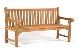 BrackenStyle Queensbury Teak Garden Bench - 4 Person Park Seat - Incredibly Durable Manufactured From Grade A Teak