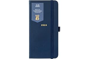 Busy B - Agenda Slim - Janvier à Décembre 2024 - Similicuir Marine - Planificateur semainier fin avec notes