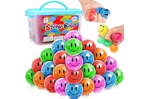 Water Beads Stress Balls - 24 pack LESONG Emotion Squishy Ball Sensory Feelings Toys for Kids and Adults, Best Stress Relief Toys to Relieve Anxiety, Class Gifts, Fidget Balls for ADHD, Autism