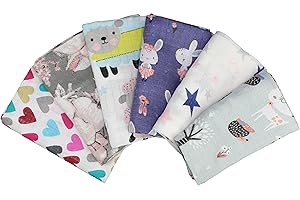 CLEVERE KIDS BABY-COLLECTION Clevere Kids Lot de 6 chiffons en gaze, imprimés, certifiés Oeko-TEX, double tissage, 70 x 80 cm, langes, conviennent aux filles