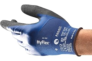 Ansell HyFlex 11-925 Ölabweisenden Arbeitshandschuhe, Rutschfeste Nitril-Beschichtung, Wasserdichte Schutzhandschuhe für Industrie und Mechanik, Dünne Montagehandschuhe, Blau, Größe L (12 Paar)