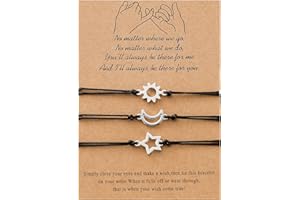 SIXDUTON 3 Pezzi Bracciale Amicizia Donna Bambina, Braccialetto in Acciaio Inossidabile Sole e Luna, Bracciale Regalo per Migliore Amico