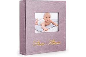 Album Photo 10x15 cm, Anhow PU Cuir 200 Photos Album Photo à Glisser pour Bébé, Mariage - Rose