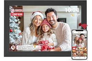 OBVHNUA Cornice Digitale WiFi, 10.1 Pollici IPS Touch Screen Cornice Fotografica Elettronica Auto-rotazione 32GB Memoria Condividere Foto Video Istantaneamente Tramite App Frameo da Qualsiasi Luogo