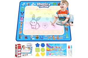 Gifitizi Spielzeug ab 1 2 3 4 Jahre, Wassermalmatte Kinderspielzeug ab 1 2 3 4 Jahre Malmatte mit Wasserstift Geschenk Mädchen 1-4 Jahre Wassermalbuch Montessori Spielzeug 1-4 Jahre(78 x 58 cm)(Blau)