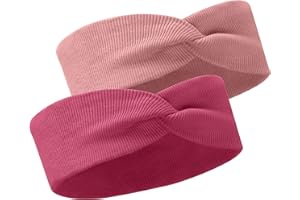 Bubalove - SET 2 x Baumwollstirnbänder für Mädchen und Neugeborene, Baby Haarschmuck, Stirnband, handgenähte Stirnbänder für Mädchen - 46–52 cm / 2-10 Jahre - Dunkelrosa und Pfingstrose