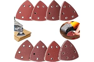 GHVACZS Szlifierki delta, papier ścierny, trójkątny, 80 sztuk, papier ścierny na rzep, 90 x 90 x 90 mm, papier ścierny do szlifierek trójkątnych 40/60/80/120/180/240/320/400