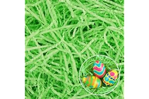 Erba di Pasqua, Hillylolly 200g Carta Tagliuzzata per Regali, Carta Velina Tagliuzzata Verde, Riempimento Scatole Regalo, Paglia Carta per Bomboniere, Carta Rafia Tagliuzzata, per Cesti Pasquali