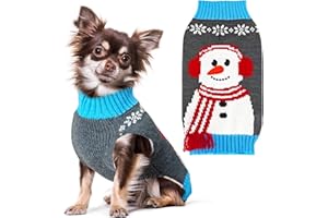 HRTTSY Dog Christmas Jumper with Harness Hole Grey Snowman Doggie Outfits Sweater for Small Medium Large Pets Cats Warm Fall Winter Puppy Clothes Pet Vest Holiday New Year Costume, Medium
