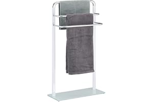 ‎RELAXDAYS Relaxdays Wieszak na ręczniki, biały/srebrny, z chromowanego metalu, wys. x szer. x gł.: 80 x 45 x 20 cm, 3-ramienny wieszak na ręczniki