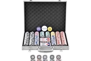VEVOR Set di Fiches da Poker, Set Poker 500 Pezzi, Set di Completo Fiches Carte da Giochi con Valigetta in Alluminio, Fiches da Poker 9-10 Giocatori, Carte, Bottoni Dadi per Texas Hold'em, Blackjack