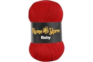 ROME YARN Baby Wolle (#3 DK) Leichtes Kammgarn Babygarn, Strickgarn Baby Best uni Babywolle, Antipilling Strickwolle Häkelwolle Acrylgarn zum Stricken und Häkeln (1 Knäuel, 129 Dunkelrot)