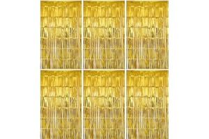 Lostwry 6 Stück Metallic Lametta Vorhänge Tinsel Vorhänge Folie Fransen Vorhang Schimmer Glitzervorhang Fringe für Geburtstag Hochzeit Weihnachtsfeier Tür Fenster Dekoration 1 x 2m (Glod)