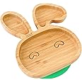 bamboo bamboo Baby Plate and Toddler Plate, Suction Plate for Feeding and Weaning, Bamboo Bunny Plate with Secure Suction, Suction Plates for Babies from 6 Months (Bunny, Green)