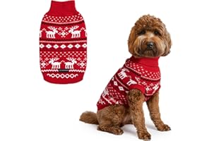 Spark Paws Weihnachts Hundepullover – Weicher Strickpullover für kleine, mittlere & große Hunde – Süßer, Warmer Hundepullover für French Bulldogs & große Hunde, (Dasher Red, 2XL)