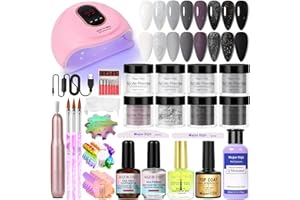 DouborQ Acrylic Nail Kit with Electric Drill & Lamp, 8-Color Acrylic Set, Salon DIY Nail Art Supplies for Beginners (8 Colors)
