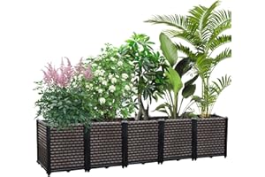 EasyVibe Raised Garden Bed Self Watering Deepened 50cm, 335L Large Planters Box for Outdoor Plants, Elevated Patio PP Flower Vegetables Planting Container, Garden Bed Planter Box Kit Drainage Holes