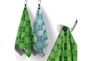 NETMEO Set di 2 asciugamani magnetici da golf, con forti magneti che si attaccano saldamente a sacche da golf, carrelli o mazze, con design a nido d'ape e comodo gancio (Blocchi della griglia)