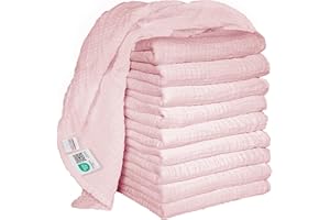 MAKIAN Pack de 10 Uds. Muselinas Bebe Algodon 80x80, Paños Bebe Doble Capa, Gasas Bebe Algodon sin Sustancias Nocivas, Certificado Öko- Tex, Rosa