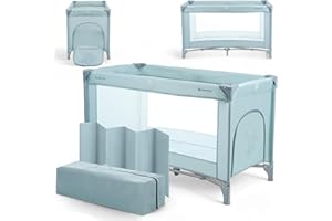 Kikka Boo Lettino da Campeggio SO GIFTED, Culla Neonato da Viaggio 120x60 cm, Fino a 15 kg, Pieghevole, Portatile e Compatto, Borsa da Trasporto, Menta