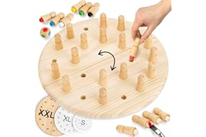 Toyfel échecs de mémoire ø40 cm Magnus XL Jeu de mémoire en Bois & Sac en Tissu Montessori Jeu de réflexion pour Adultes & Enfants Développe la motricité & la logique Jeu de mémoire Robuste mémoire