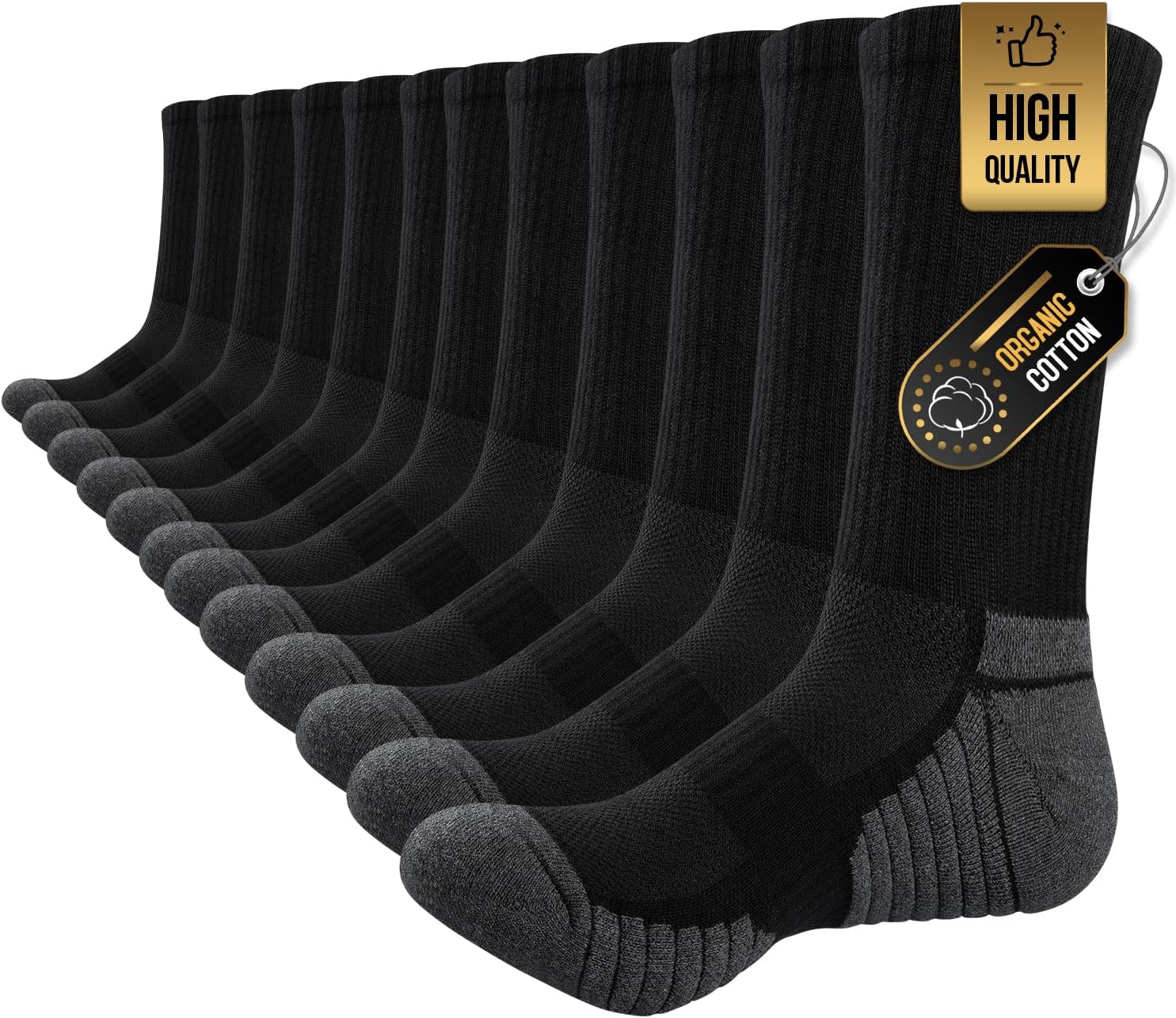 TANSTC Mens Socks Wicking Breathable Cushion Comfortable Casual Crew Socks Outdoor Multipack Performance Hiking Trekking Walking Athletic Socks 6 Pairs