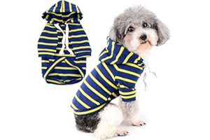 Zunea Sudadera con Capucha para Perros Pequeños y Medianos Camisas a Rayas Sudadera Suave Cachorros Ropa de Manga Corta Camiseta Básica para Mascotas Chiahuahua Amarillo XS