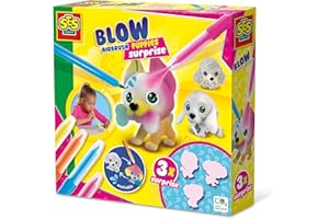 SES Creative 14333 Blow Airbrush Pens-Welpen Surprise 3X, Diverse Farben