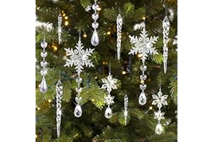 PINKSWAN 30 sztuk płatków śniegu, dekoracyjne sople lodu, ozdoby choinkowe, kryształowe, akrylowe zawieszki w kształcie kropli lodu, ozdoba bożonarodzeniowa, ozdoba na choinkę, na imprezę, wiszące ornamenty