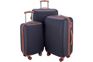 HAUPTSTADTKOFFER - Wannsee - Juego de 3 Piezas (58 cm, 68 cm, 77 cm), Maleta rígida giratoria, Trolley, TSA, 4 rudeas, Azul Oscuro