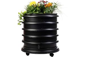 WORMbox | Lombricomposteur 3 Plateaux Noir + Jardinière | 48 litres | Compostez Vos déchets organiques, Les vers de Terre/lombrics produisent du lombricompost